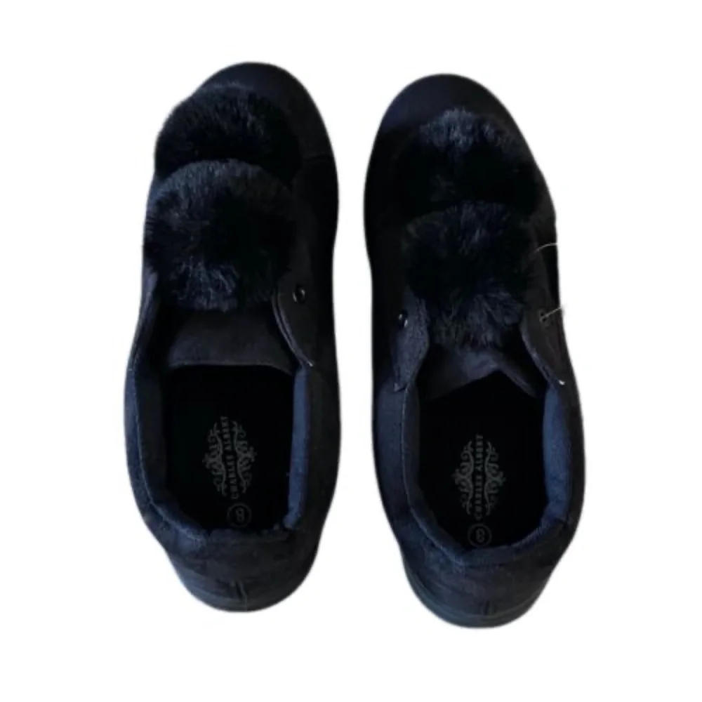 Charles Albert Womens Slip On Shoes Size 8 Black‎ Pom Pom Casual Shoe
